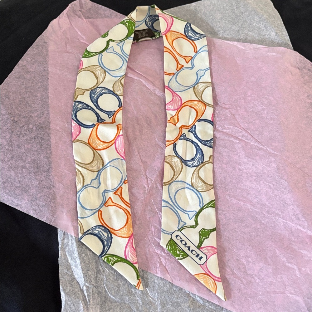 New Coach Multicolor Patterned Scarf - image 3